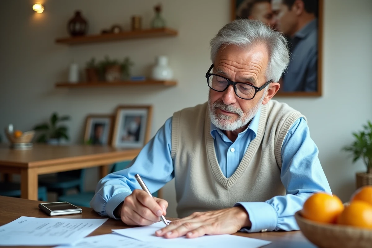 Homme comptable prépare sa déclaration à la maison